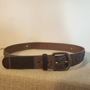 NEW Fossil Women's M/L Decorative Leather Belt with Studded Boho Metallic Design